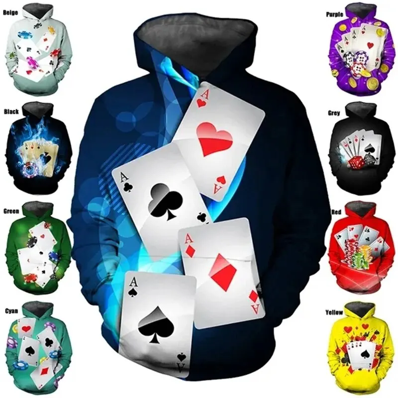 New Fashion Hot Sale 3D Poker Hoodie Sweatshirts Men Women Clothing Tops Casual Long Sleeve Pullover Print Streetwear Hoodies