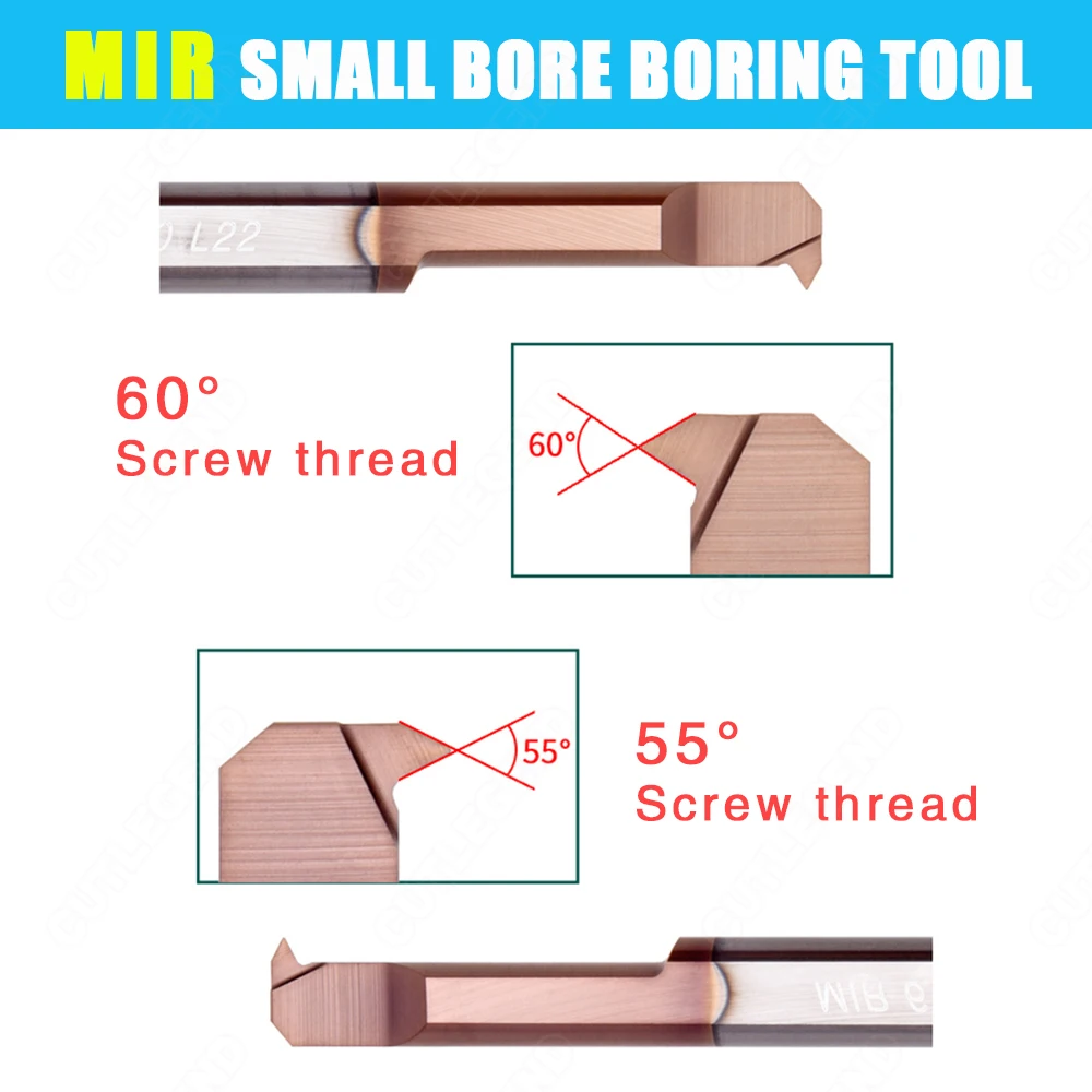 HRC65 MIR small hole thread boring tool MIR3 MIR4 MIR5 MIR6 MIR8 A60 L10 L15 L22 small diameter Carbide thread Tool Boring Bar