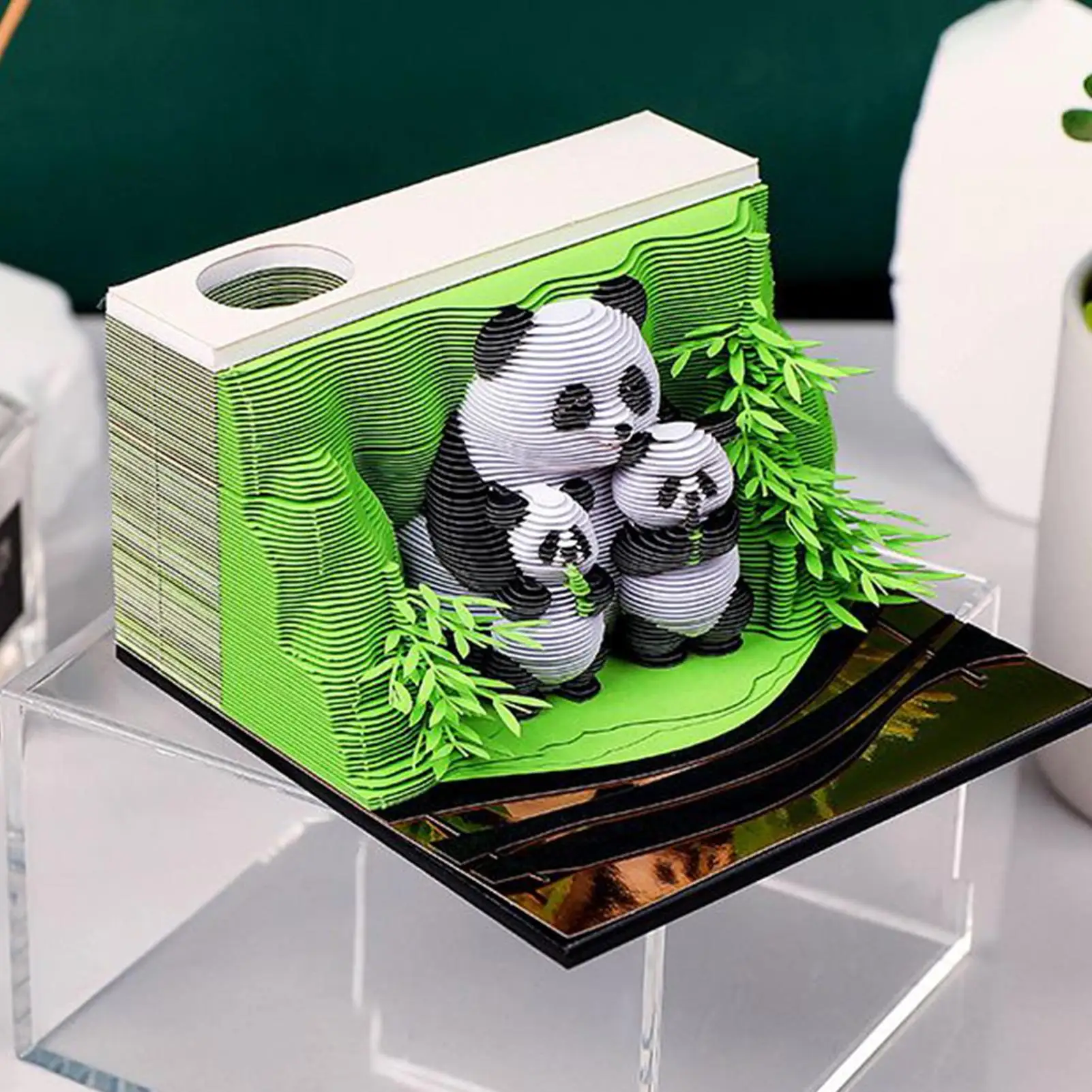 Kalender 3D 2026 Patung Kertas Panda 3D Notepad Dekoratif Memo Pad Lepas Tempel Untuk Meja Nakas Samping Tempat Tidur Sekolah Rumah Kantor