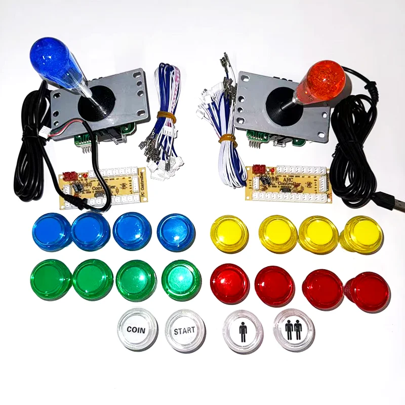 DIY Arcade Machine Kit LED Push Buttons American Style Joystick Zero Delay USB Encoder for PC Raspberry Pi Complete Gaming