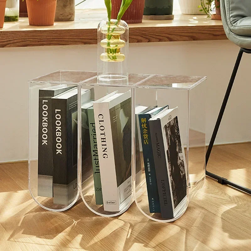 Nordic Acrylic Ins Floor-standing Magazine Rack Living Room Storage Rack Arched Small Book Rack