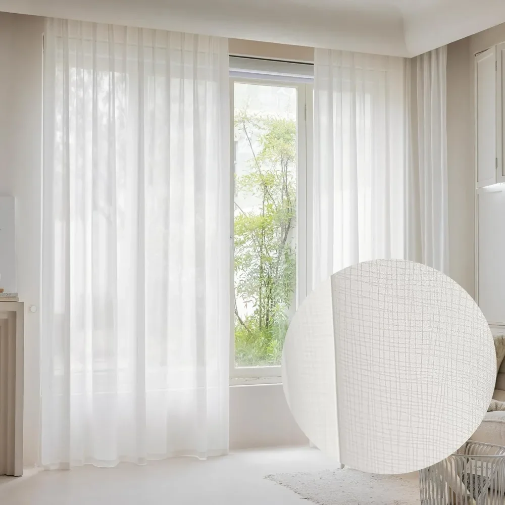 Mesh Sheer Curtains for Living Room, Pinch Pleated Light Filtering Curtain,Window Curtain Drapes for Patio, Porch