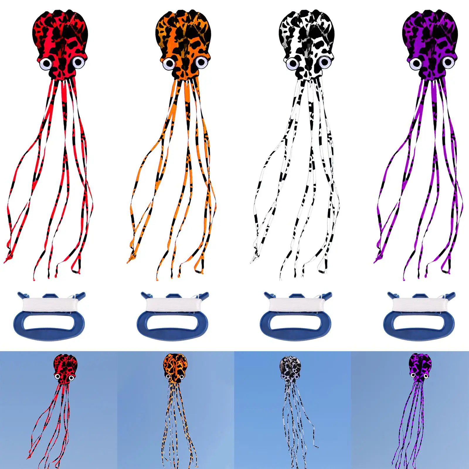 Huge Size Octopus Kite with 98ft Line Long Tail 3D Single Line Kite Sea Animal Kites for Kids and Audlts Outdoor Easy to Fly