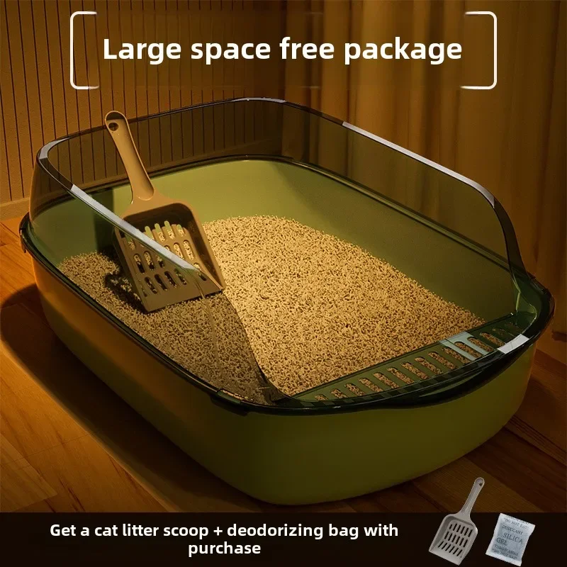 

Extra Large Semi-Enclosed Cat Litter Box - High Fence, Thickened Cat Toilet with Scoop, Easy Clean & Durable Pet Supply