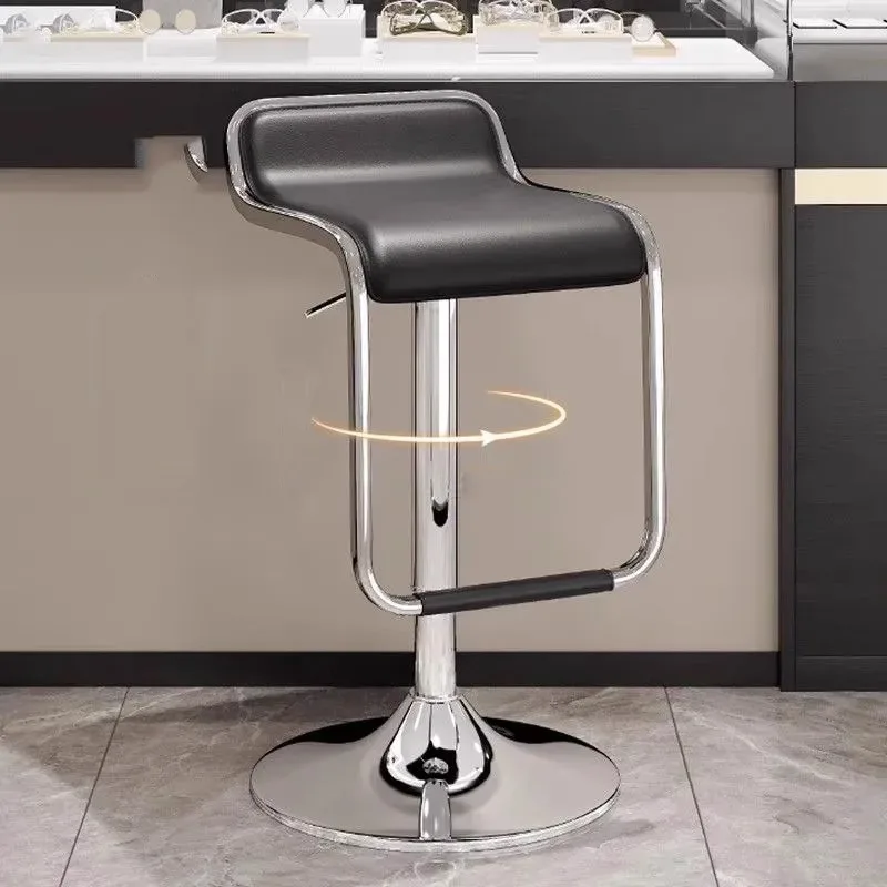 Büro-Theke, Barstühle, Metall, Schwarz, verstellbar, moderne Empfangstheken, Leder-Barstühle, Aluminium, Cadeira, Salonmöbel