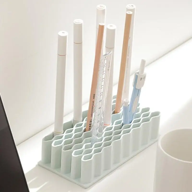 Creative Silicone Wave Pen Holder Durable Desktop Brush Holder Pencil Paint Brushes Storage Basket Supplies Stationery Organizer