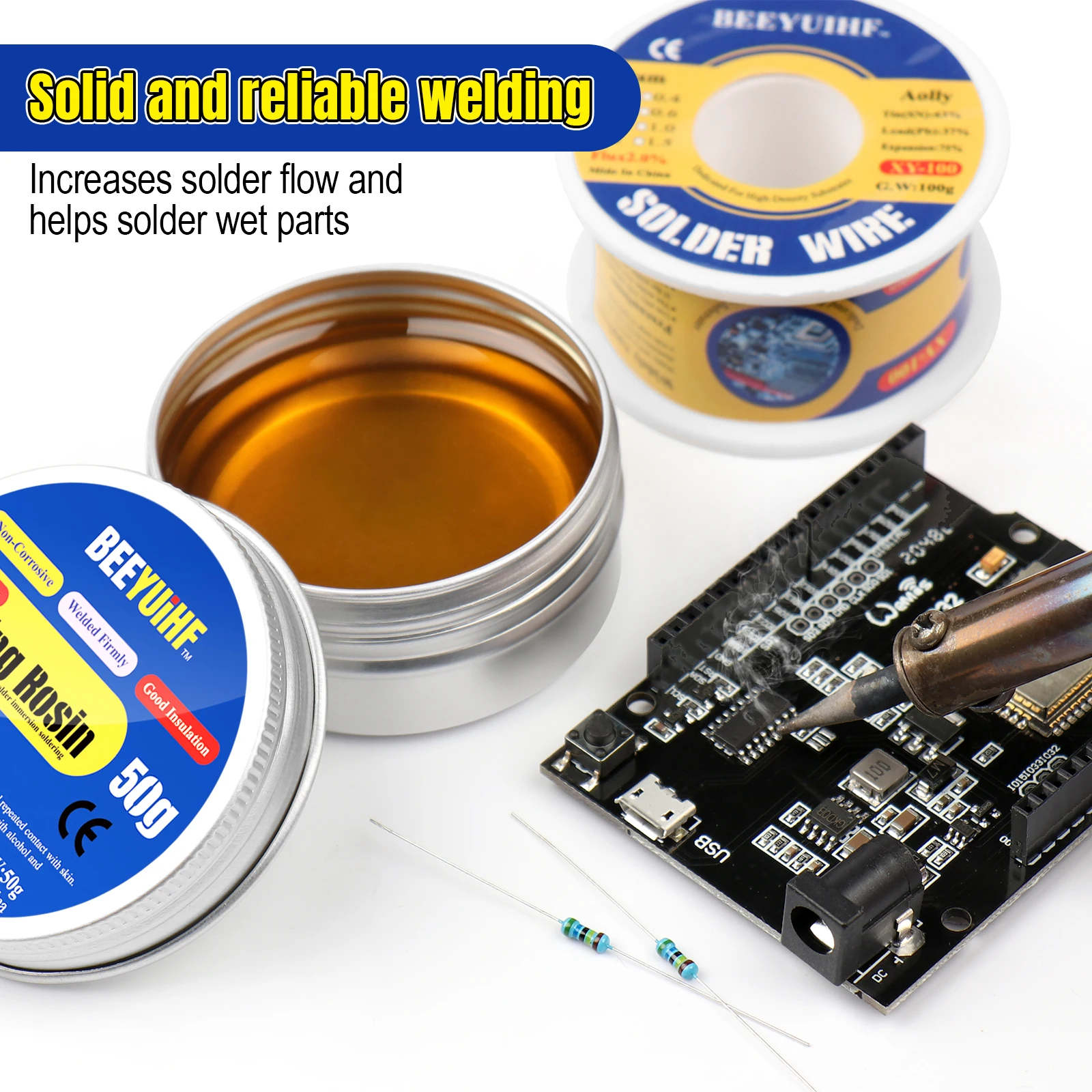 (1.76oz/50g) Solid Rosin Paste Solder Flux 50g Welding Rosin Soldering Flux Solder Flux for Soldering Iron Tip Cleaning/Repair