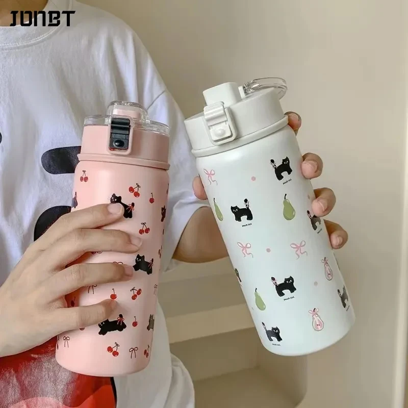 

Vacuum Flasks Thermoses Cute Cat 316 Stainless Steel Insulated Thermos Portable Leak-proof Tea Water Separation Drinkware Cup