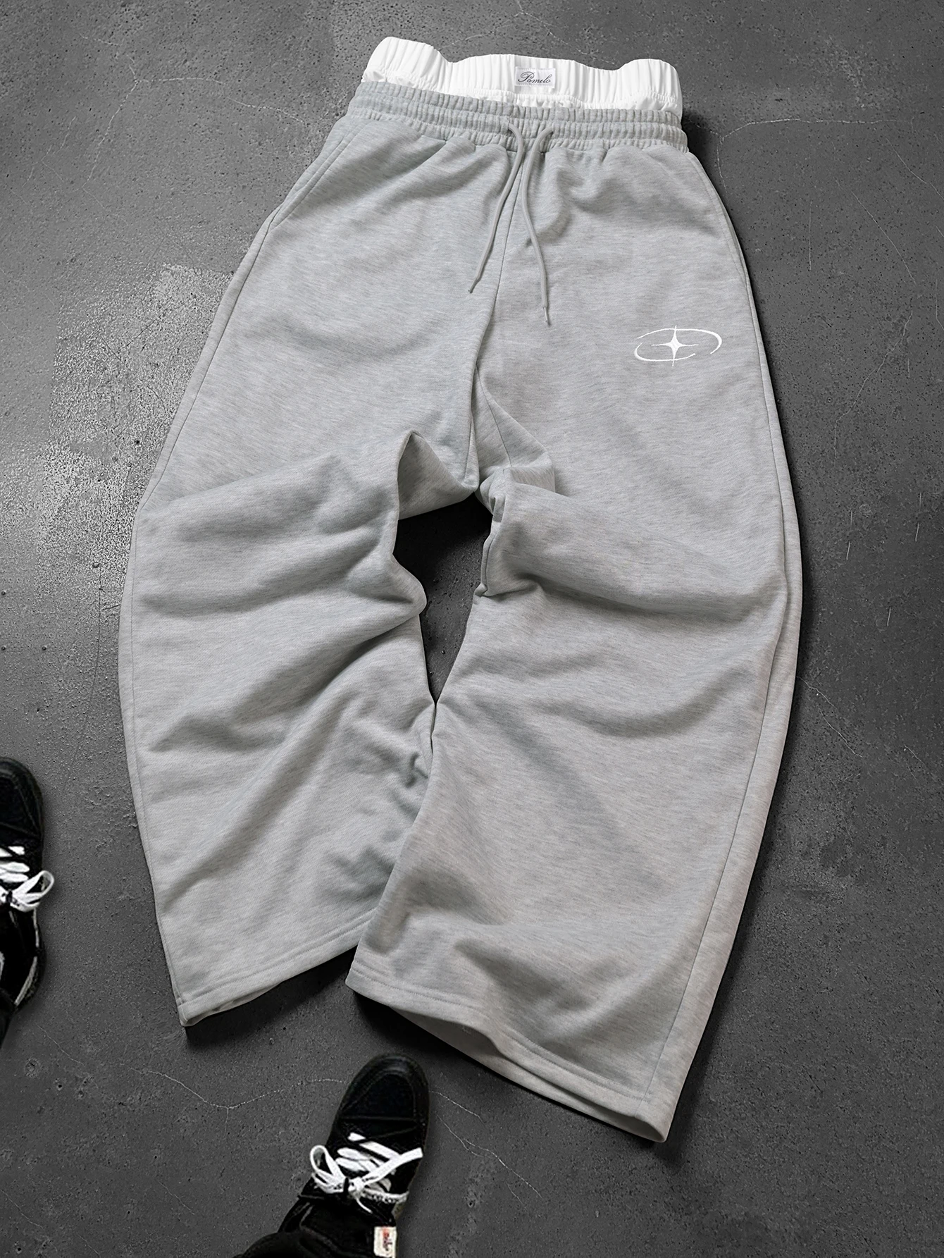 Fitness-Freizeithosen für Damen und Herren und Streetwear-Hosen mit Stickerei, doppeltem Bund, weitem Bein und Kordelzug, Größe S-2XL – Detail 1