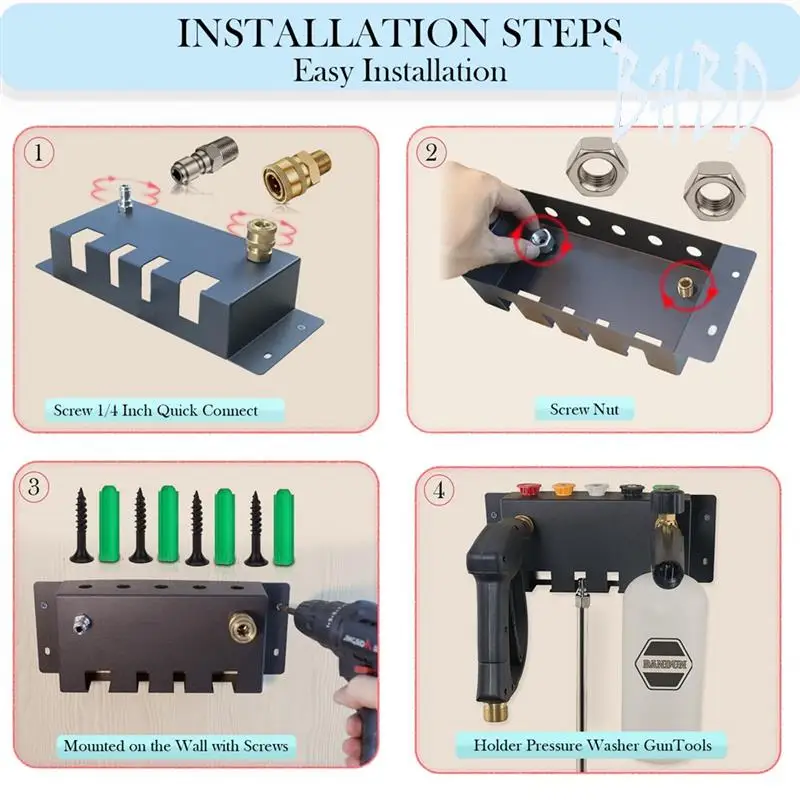 

Pressure Washer Gun Holder Extension Storage Rack For Foam Cannon,Pressure Washer Nozzle Tip And Pressure Wand