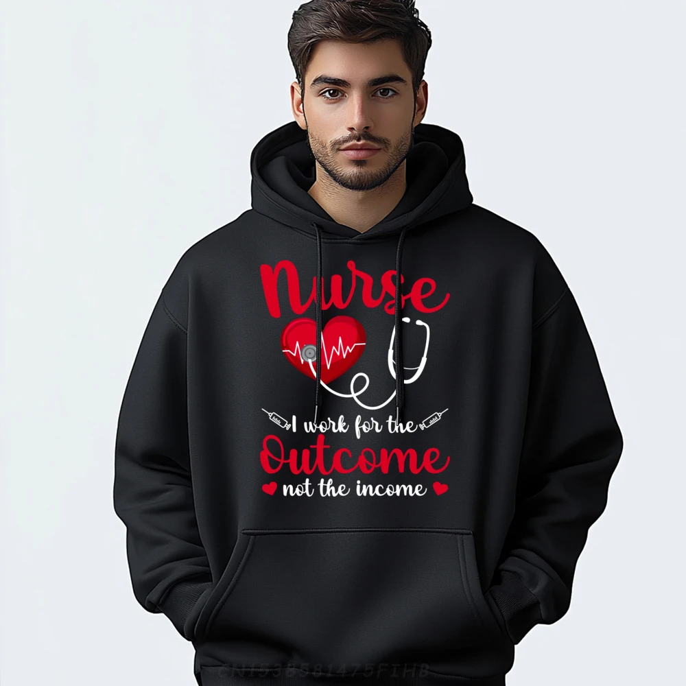 

Nurse I Work For The Outcome Not The Income Heartbeat Grpahic Tee Unisex Harajuku Hoodie Hip Hop