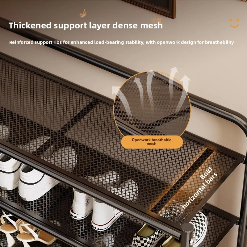 رف أحذية من الحديد المطاوع بدون تركيب، خزانة أحذية بسيطة منزلية متعددة الطبقات، شقة صغيرة قابلة للطي لتخزين الأحذية