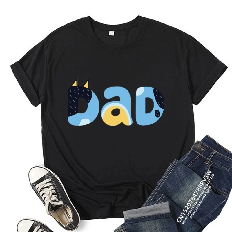 Mum Dad and MINI Little Cartoon Print T-shirt Family Matching Clothes Father and Son Kid Clothes Daddy Baby T Shirt Short Sleeve