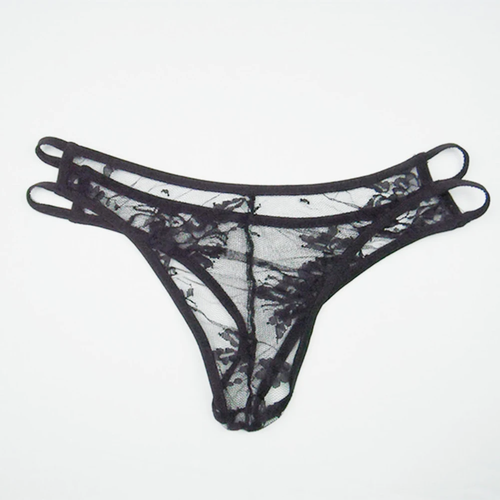 سراويل رجالية مثيرة من الدانتيل ، خصر منخفض ، بيكيني مجوف ، خيط رفيع للغاية ، سروال داخلي شفاف ، سراويل داخلية مثيرة للرجال
