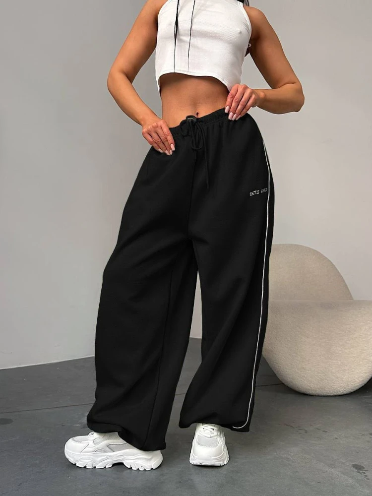 2026 Sommer-Sporthose mit weitem Bein, locker sitzende Freizeithose mit geradem Bein, bequeme Streifenmuster