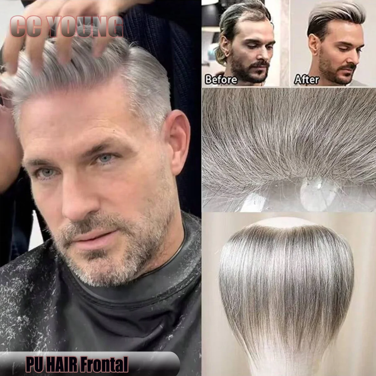 PU Hairline Patch Natural Look Replacement Forehead Fringe & Hairline Topper Invisible Front Hair Cover