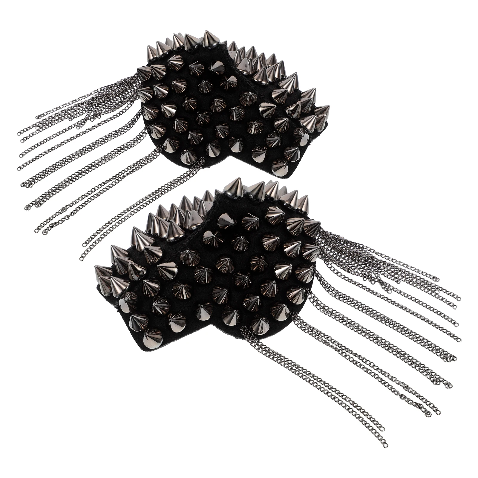 

1 Pair Vintage Epaulettes Ccb Iron Tassels Retro Shoulder Decorative Badge For Uniform Adult Men Women Punk Rivet Non-woven