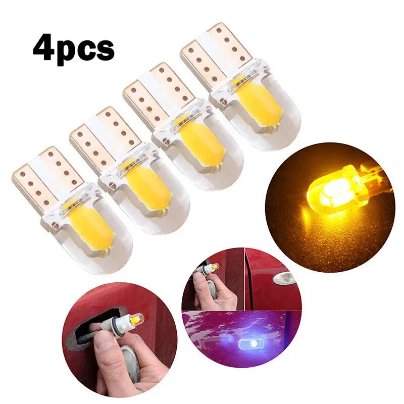 4x T10 194 168 W5W COB 4SMD LED CANBUS Silica Bright Amber License Light Bulb