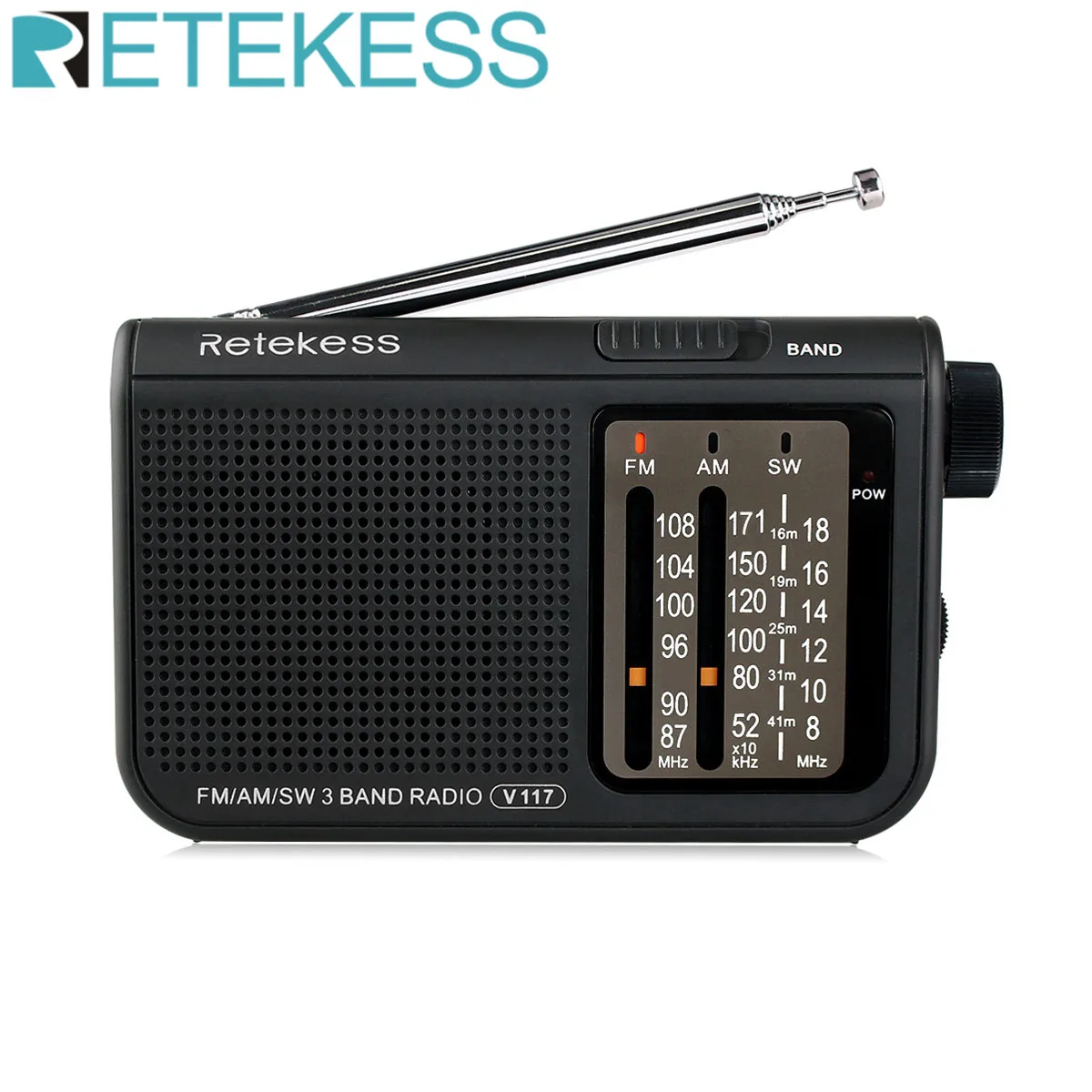 Retekess V117 Radio FM Portable Radios AM FM SW All Waves Radio Multiband Shortwave Full Band Radio Battery Operated