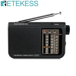 Retekess V117 radios portatil am fm radio fm portatil multibanda radio pequeña transistor radio onda corta pilas altavoz para casa cocina