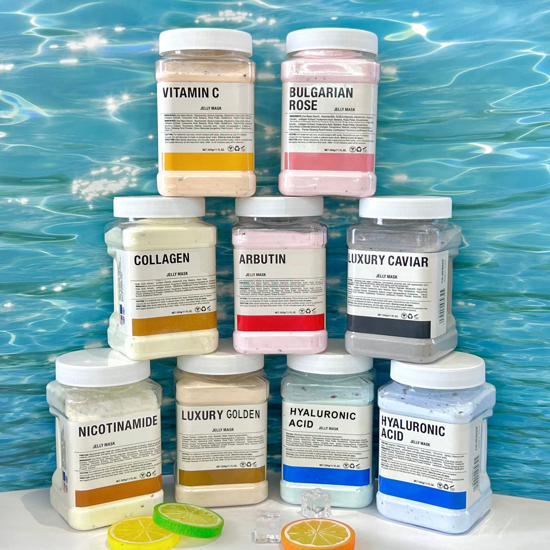 Facial professional jelly mask, moisturizing rubber gel mask, deep nourishing mask, with rose, hyaluronic acid, collagen.