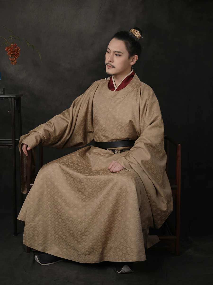 

Оригинальный ханьфу-халат ZIHOUMON Song Dynas Sle round Ne Hanfu для мужчин и женщин, светло-желтый, с узором K, в стиле Сун Цзинь