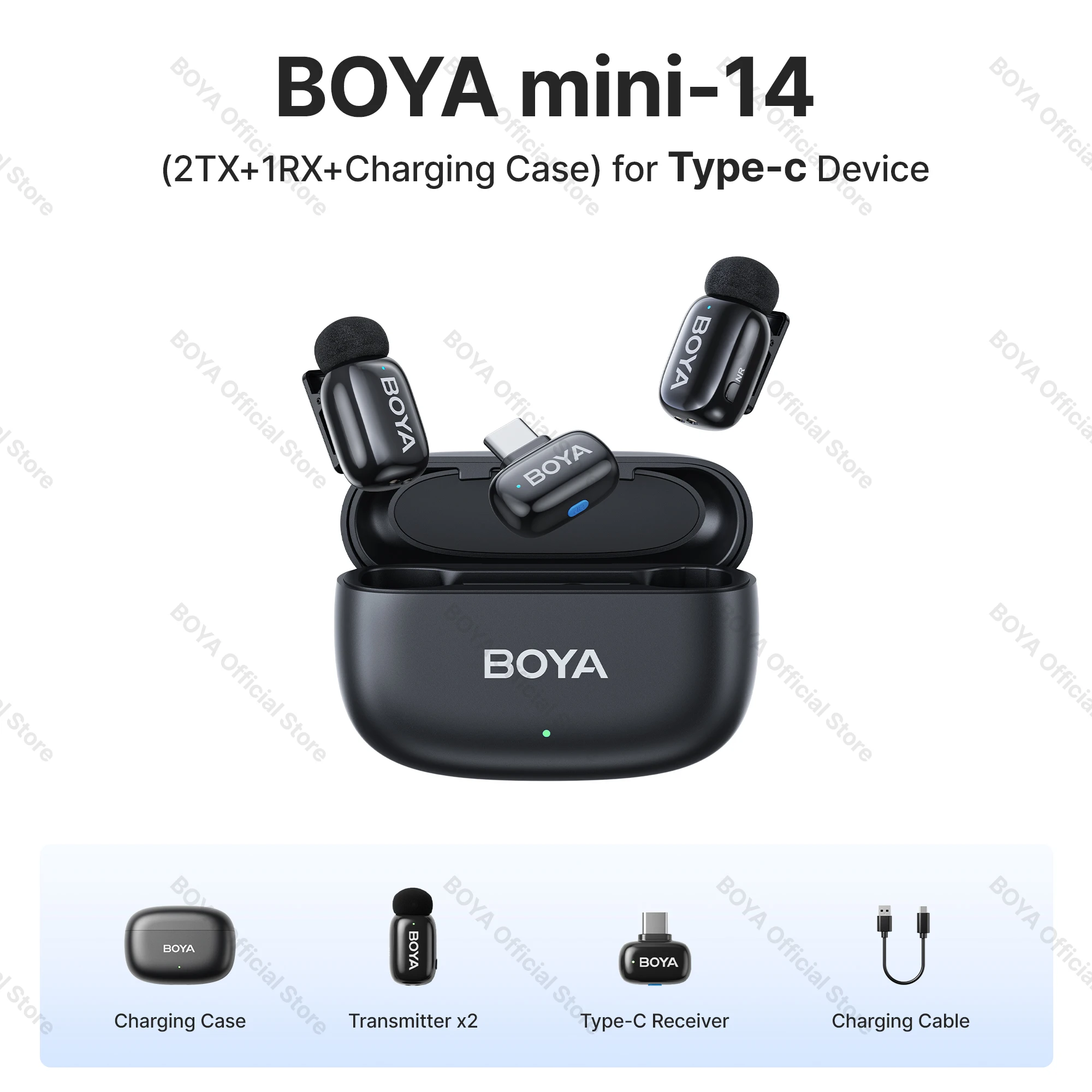BOYA BOYA Mini Wireless Lavalier Lapel Microphone for iPhone Android Type-c Smartphone DSLR Cameras Youtube Recording Streaming