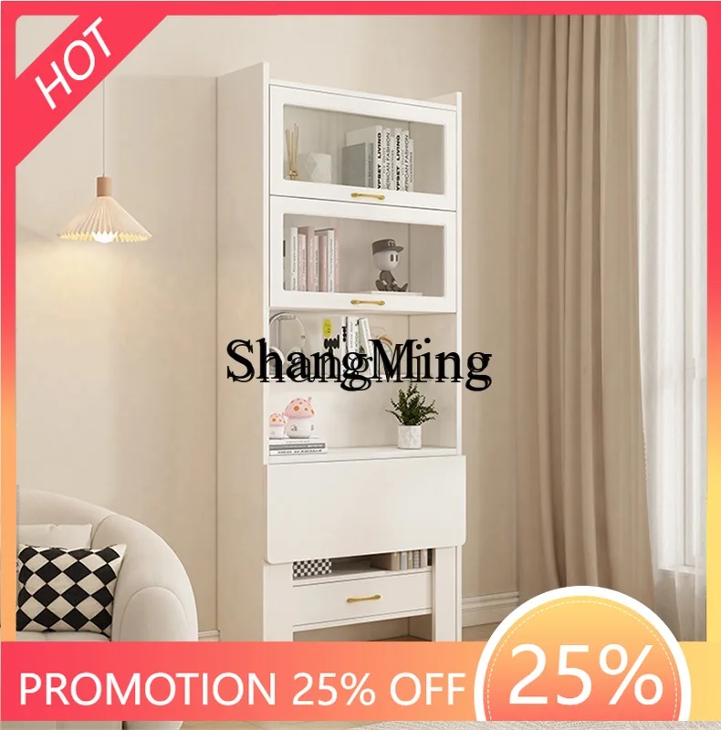 

FG Folding Computer Home Integrated Desk Cabinet Small Apartment Cream Style Bedroom Solid Wood Folding Invisible Desk