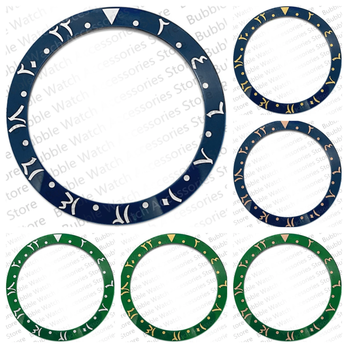 

38MM×30.7MM blue green Ceramics slanted bezel insert Fit for skx Rlx mechanical watches