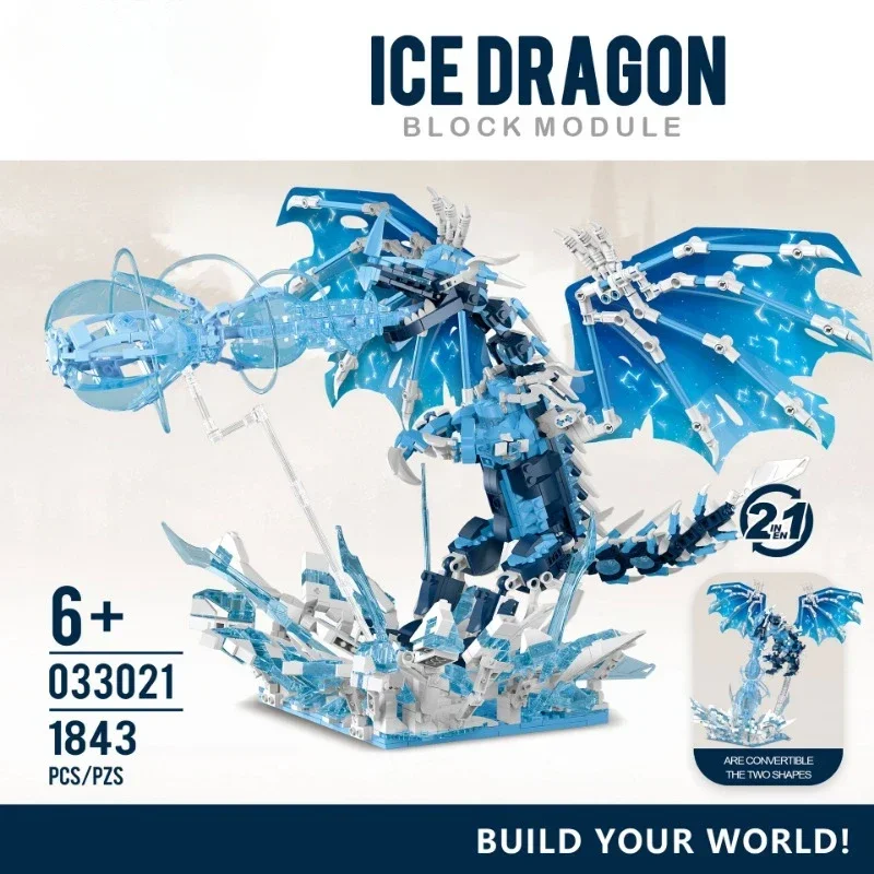 

033021 -22 Fire Dragon Ice Dragon 2 en 1 bloques de construcción creativos juguete niño niños lote de regalo
