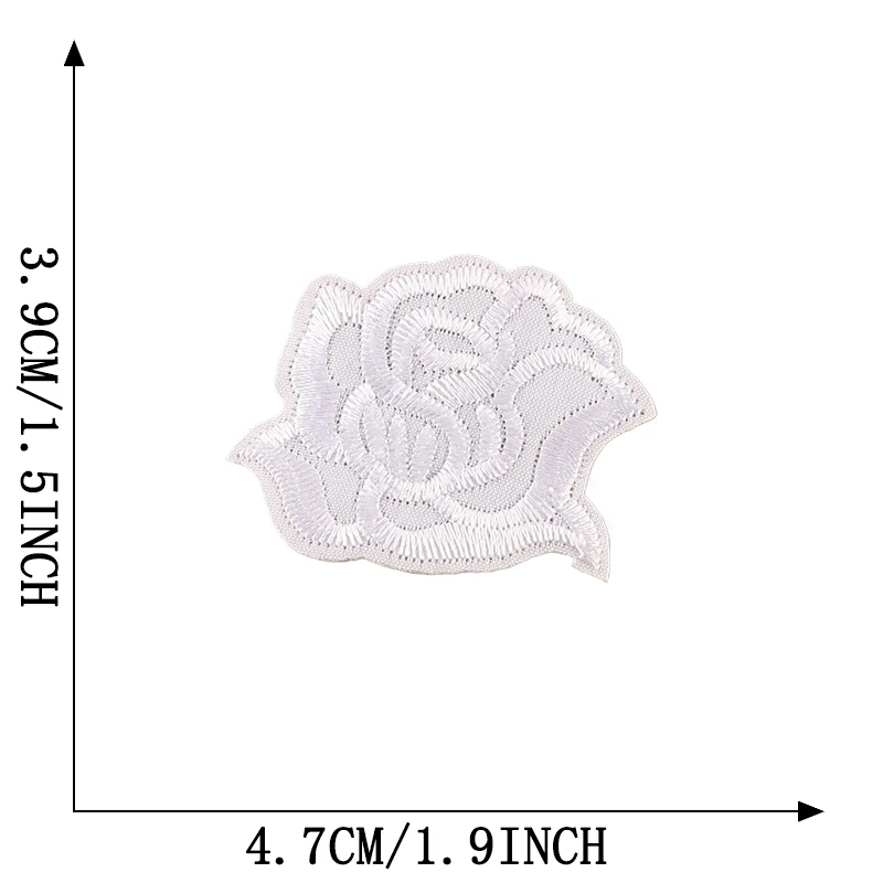 Weiße Blume große Größe kleines Eisen auf Patches für Kleidung bestickt Thermo collant DIY Naszywka Mochila nähen Aufkleber Parche Jacke – Detail 2