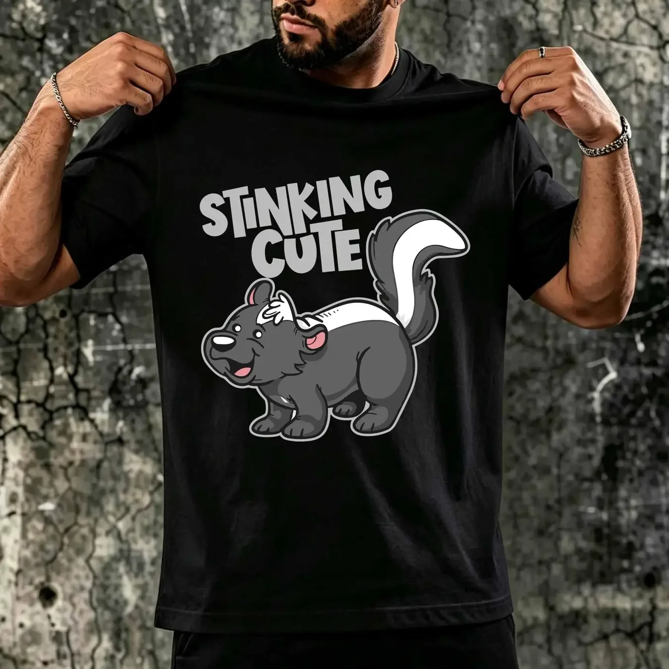 washed T Shirt Funny Animal Skunk Lover Adorable Stinking Cute  long sleeves vintage Washed designer clothes graphic Soft