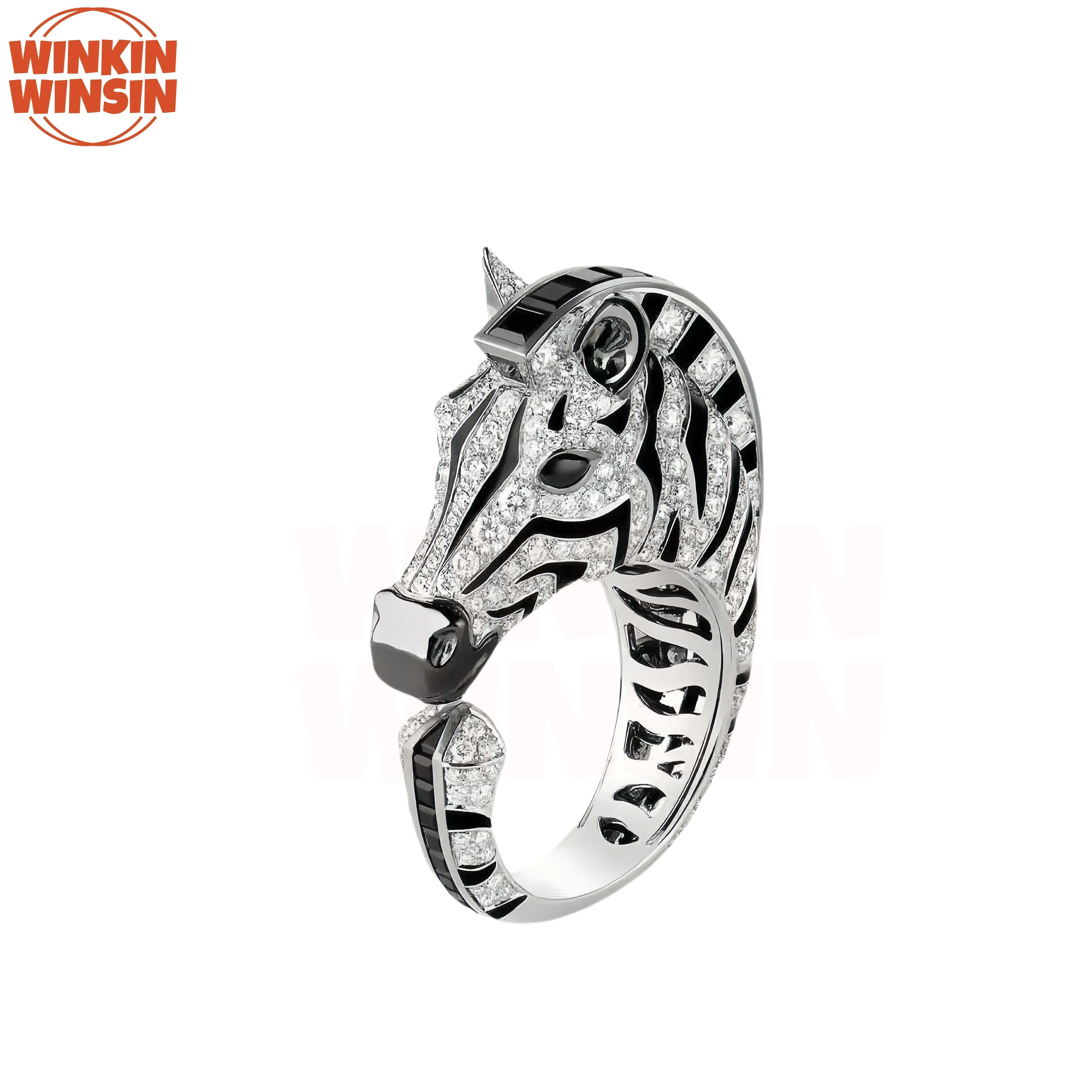 

Winkin Winsin Luxury Brand Designer Real 925 Sterling Silver Ring For Woman Man Unisex Horse Rings Enamel With Gemstones Jewelry