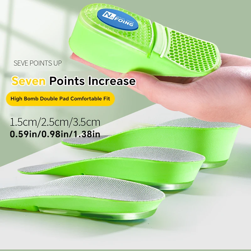 

Invisible Height Increase Insoles Green PU Memory Foam Shoes Sole Pad Breathable Comfortable for Men Women Feet Care Insole