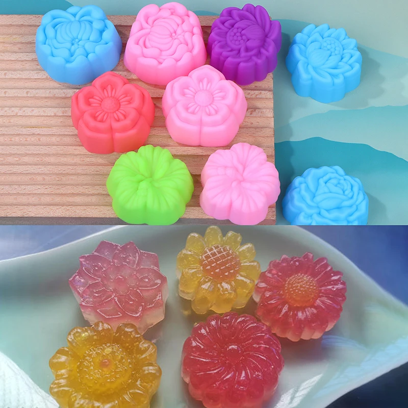 5 Stücke Blume Silikon Muffin Kuchen Formen 5 cm Verschiedene DIY Backförmchen Schokolade Pudding Eisform Cupcake Werkzeuge Küchenhelfer