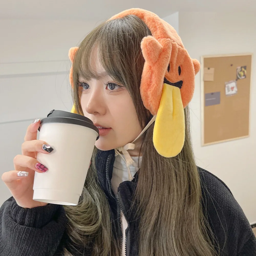 Nauszniki pluszowe w kształcie ducha z kreskówki, ciepłe, grube, zabawne ochraniacze na uszy, regulowane ocieplacze na uszy, prezent dla par na Halloween, do użytku na zewnątrz.