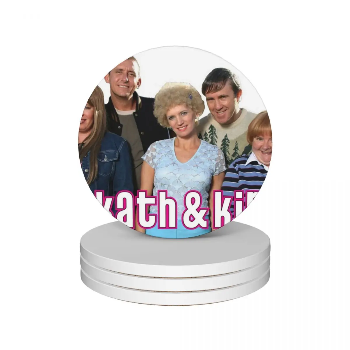 

Kath and Kim: Group Photo (Kath, Kim, Sharon, Kel & Brett) Ceramic Coasters (Set of 4) drinks Creative cup holder Coasters