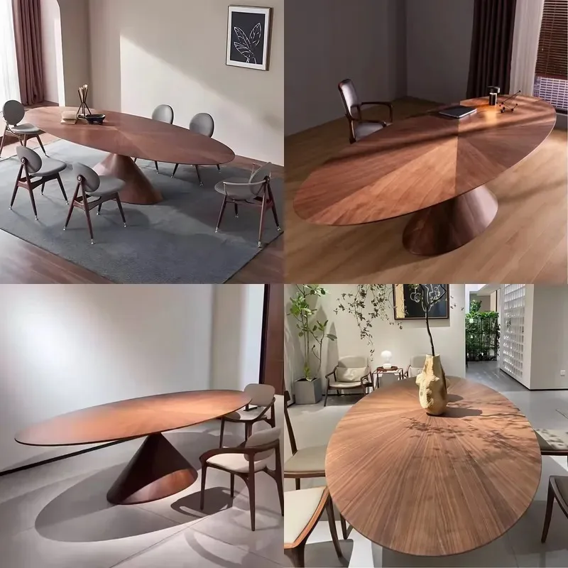 Nordic Modern Solid Wood Oval Dining Table Eco Friendly 6 Seat Assembly for Villa Restaurant Hotel Meeting Room
