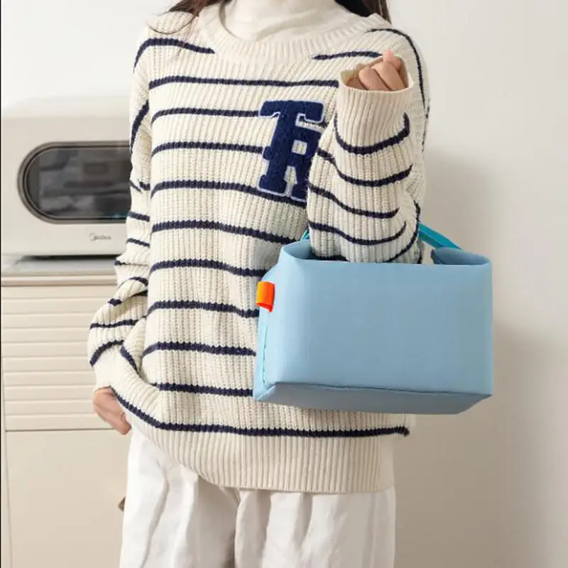 Japanese Minimalist Insulated Lunch Bag Thick Aluminum Foil Waterproof Bento Bag Portable For Work School Picnic Outdoor