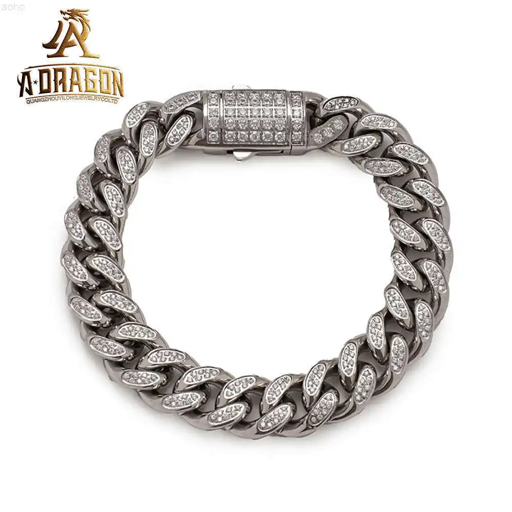 

Factory Custom Hip Hop Thick 19mm 20mm 22mm Vvs Moissanite Diamond Cuban Link Chain Men Oem 925 Silver Iced Out Cuban Bracelet