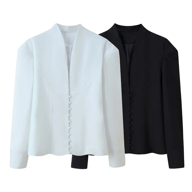 

Женский модный элегантный универсальный блейзер с широкими плечами, на пуговицах, с длинными рукавами