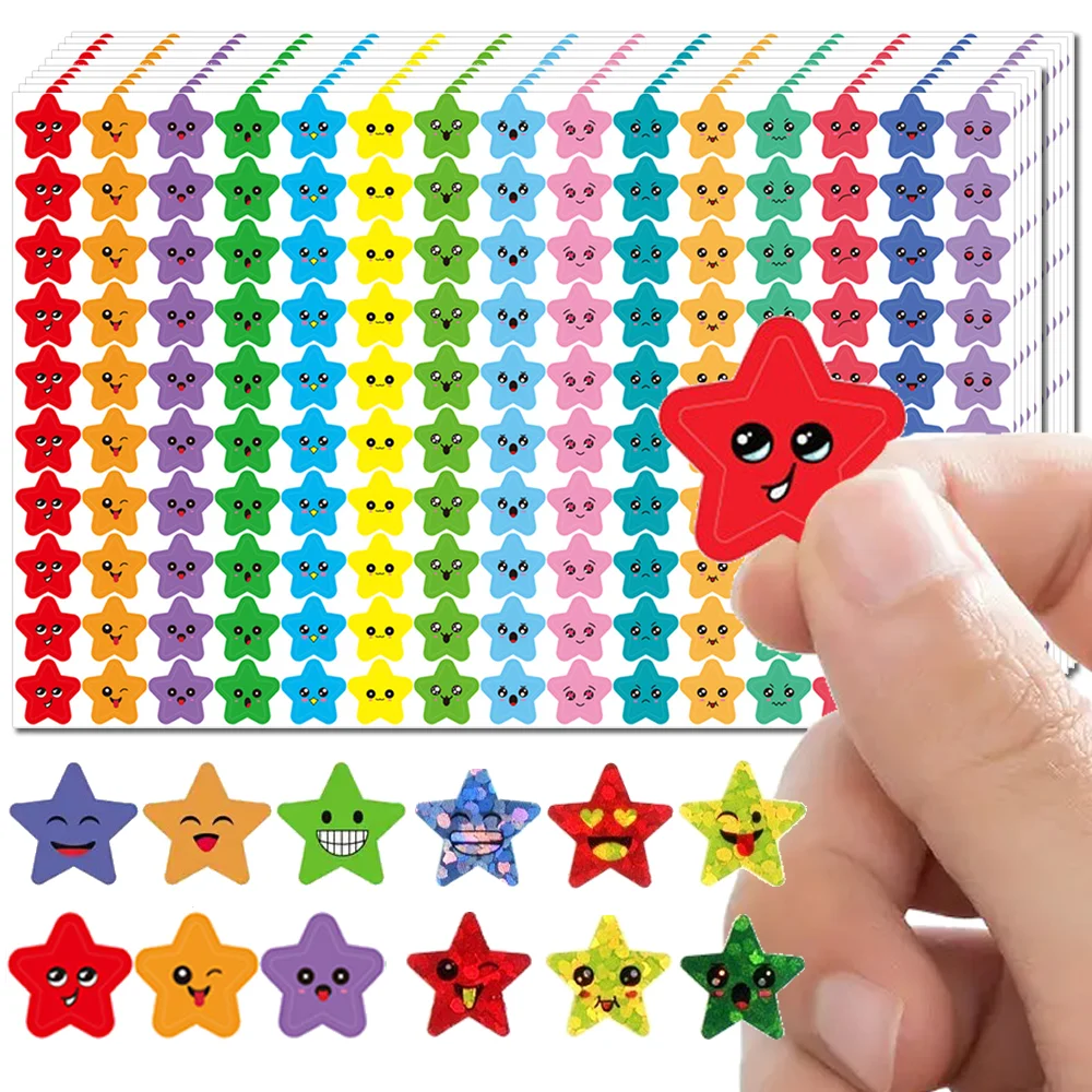 

450-3000 Sheet Happy Face Stars Reward Sign Stickers Pack DIY Skateboard Suitcase Stationery Decals Decor Phone Laptop Gift Toys