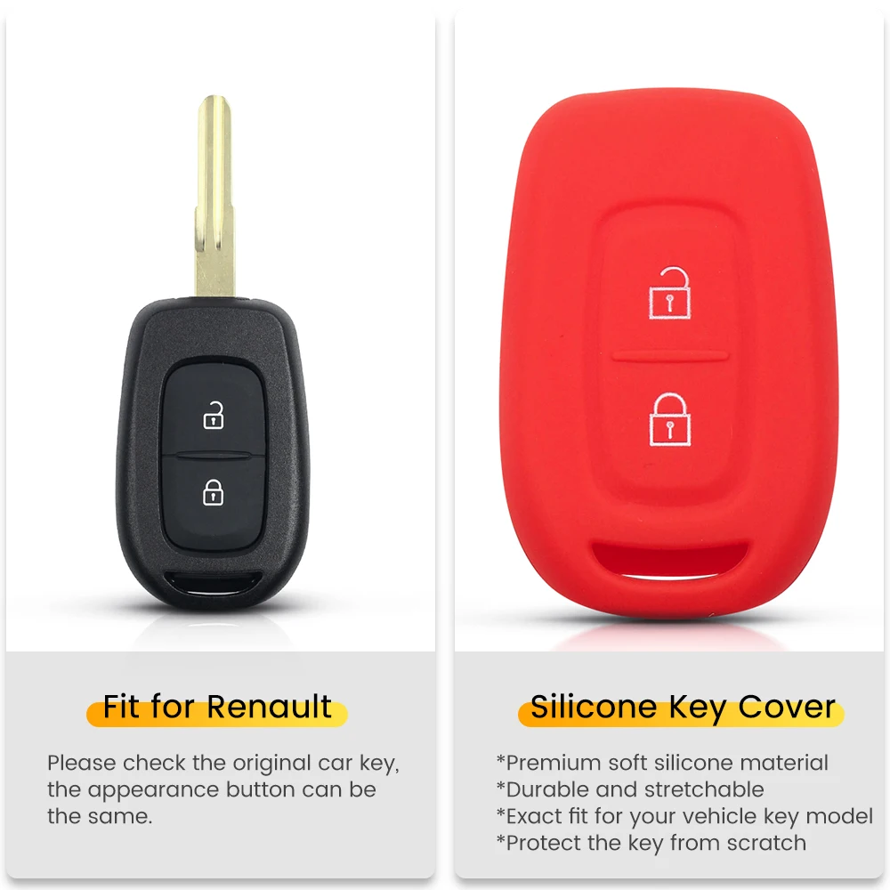 KEYYOU 2 Buttons Silicone Key Case For Renault Sandero Logan Duster Dokker Stepway Clio 5 SS2 TWingo Dacia Master Megane Cover