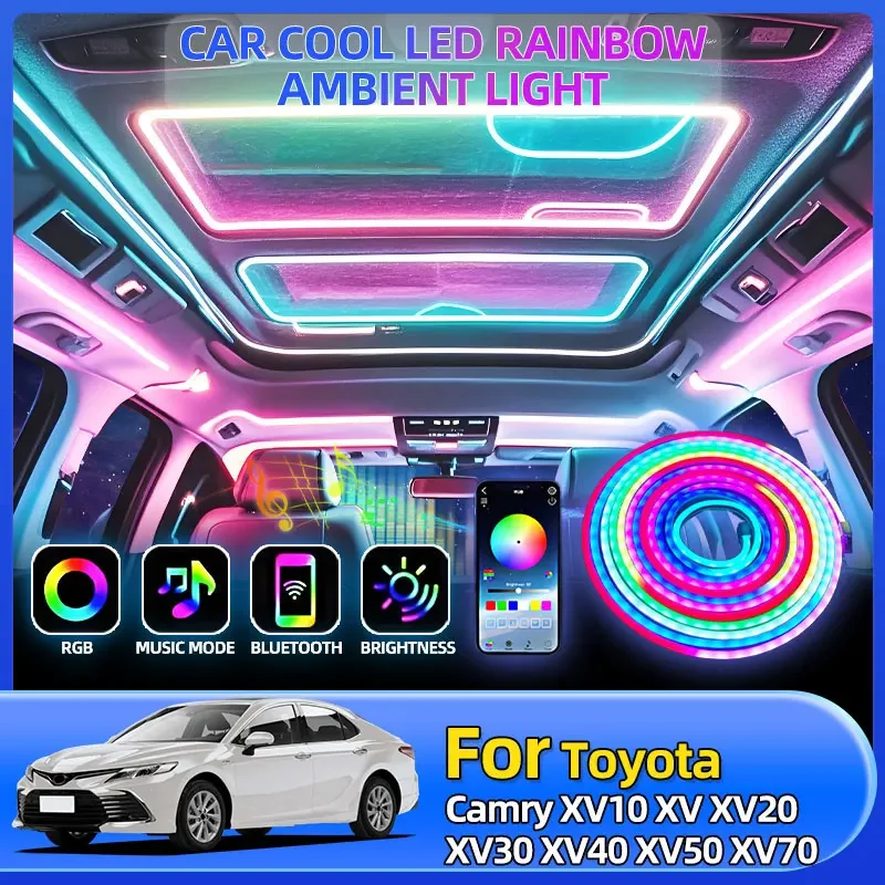 Для Toyota Camry XV10 XV XV20 XV30 XV40 XV50 XV70 RAV4 XA20 XA30 XA40 XA50 Салон автомобиля Светодиодная декоративная лампа EL Wiring Neon Strip