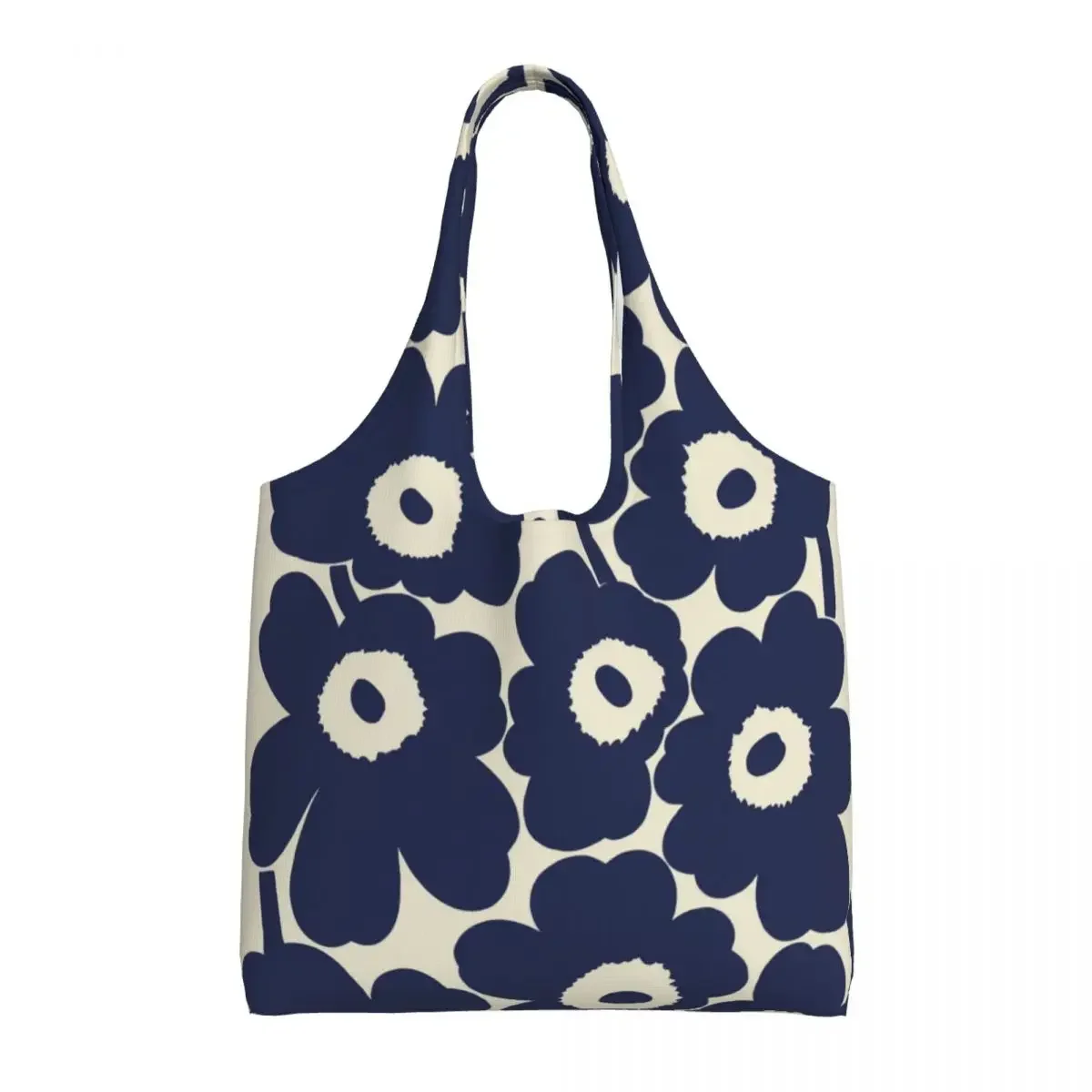 Custom Little Poppy Print Shopping Canvas Bags Women Portable Big Capacity Groceries Modern Style Shopper Tote Bags Handbags