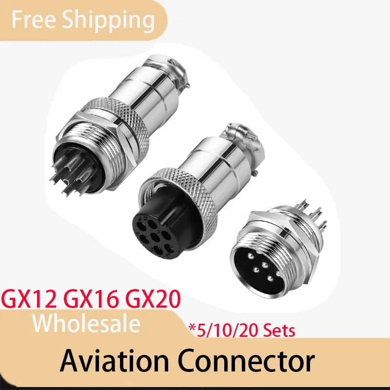 

5/10/20 Sets GX12 GX16 GX20 2/3/4/5/6/7/8/9/10/12/14/15 Pin Male&Female Fixed/Docking Aviation Plug Socket 12/16/20MM Connector