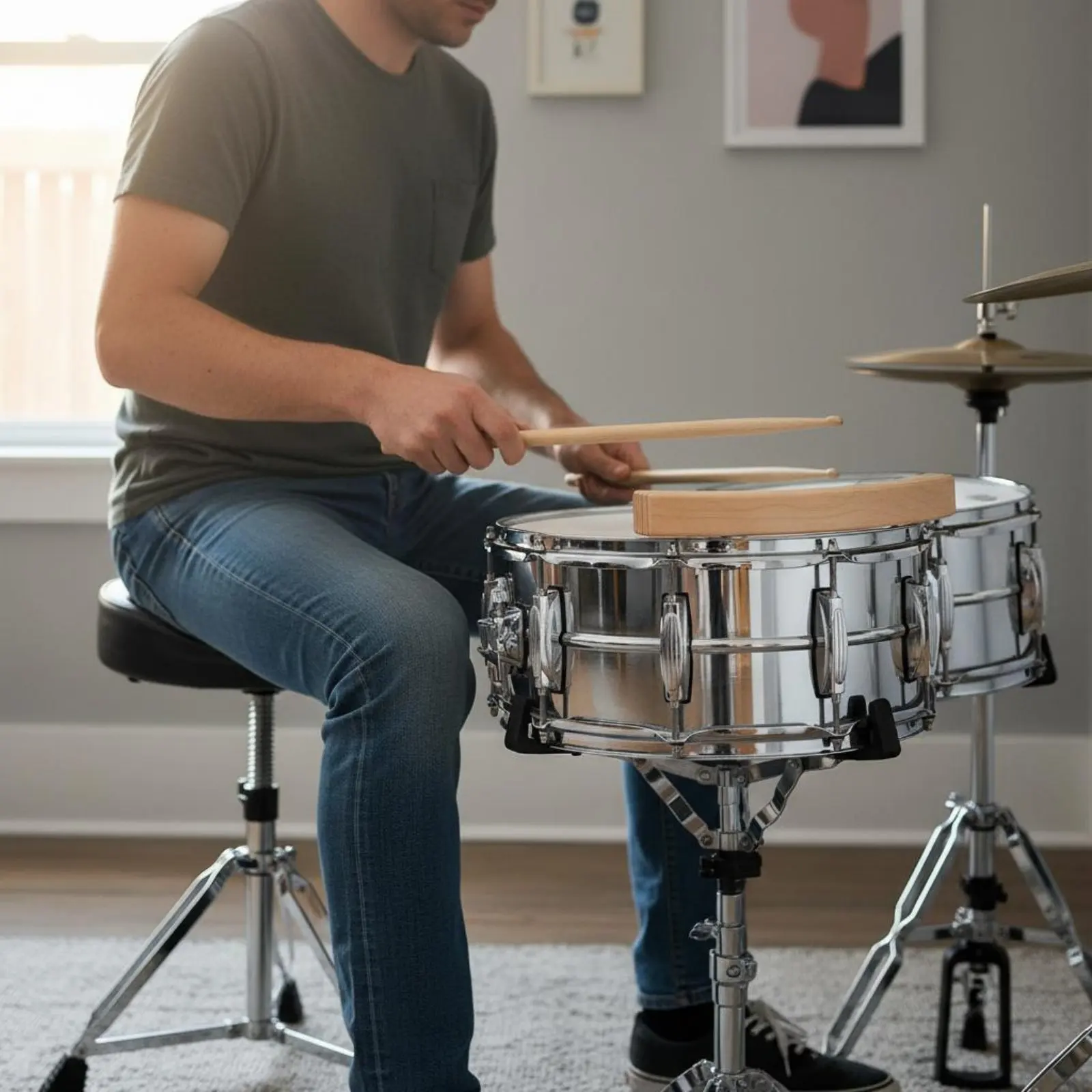 Snare Drum Rim Click Natural Sound Effect Snare Side Stick Block Rim Click Block Heavy-Duty Music Accessory Stable Tuning