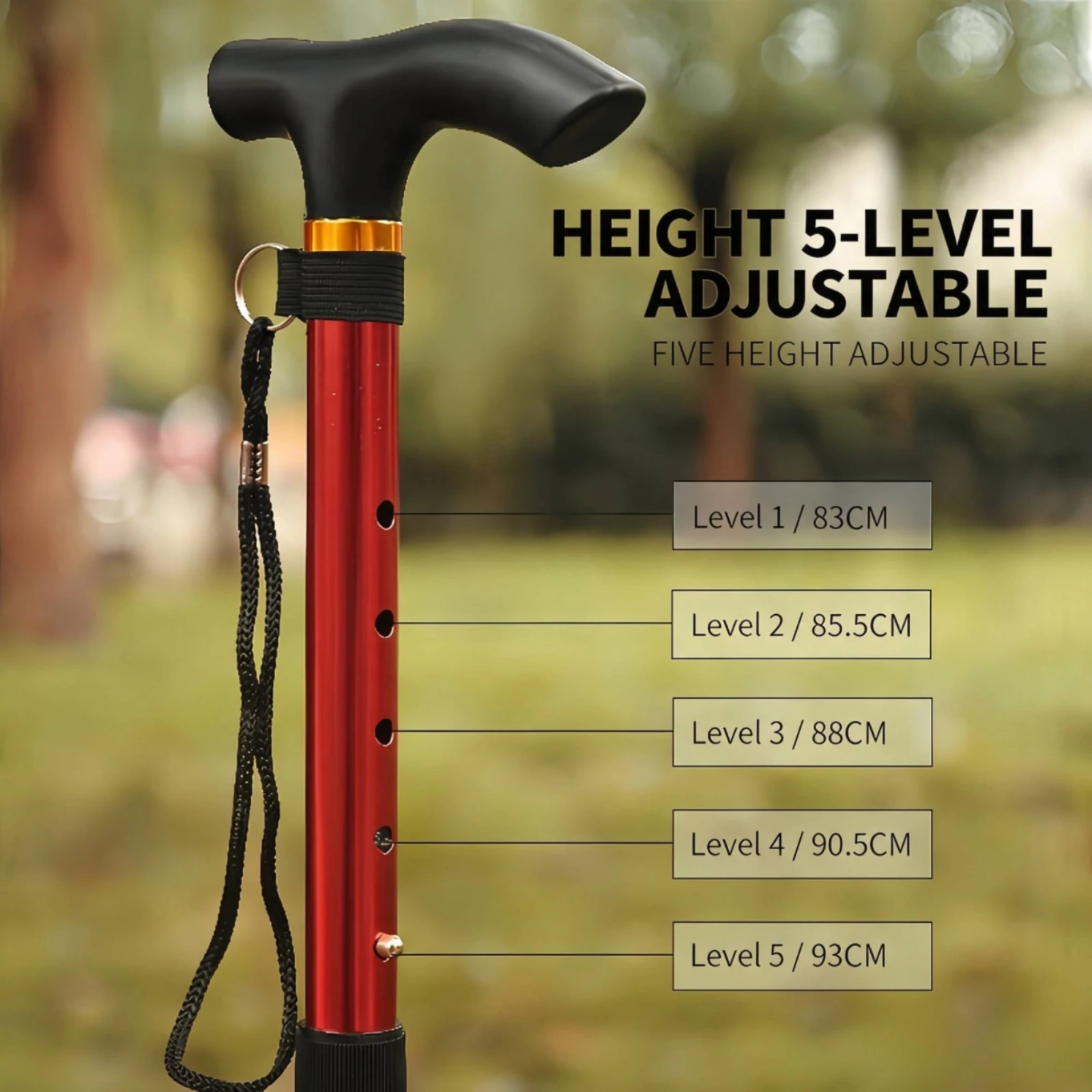 Folding Cane with T-Handle Foldable Collapsible Walking Stick Hiking Pole with Rubber Tip Portable Outdoor Gear Lightweight