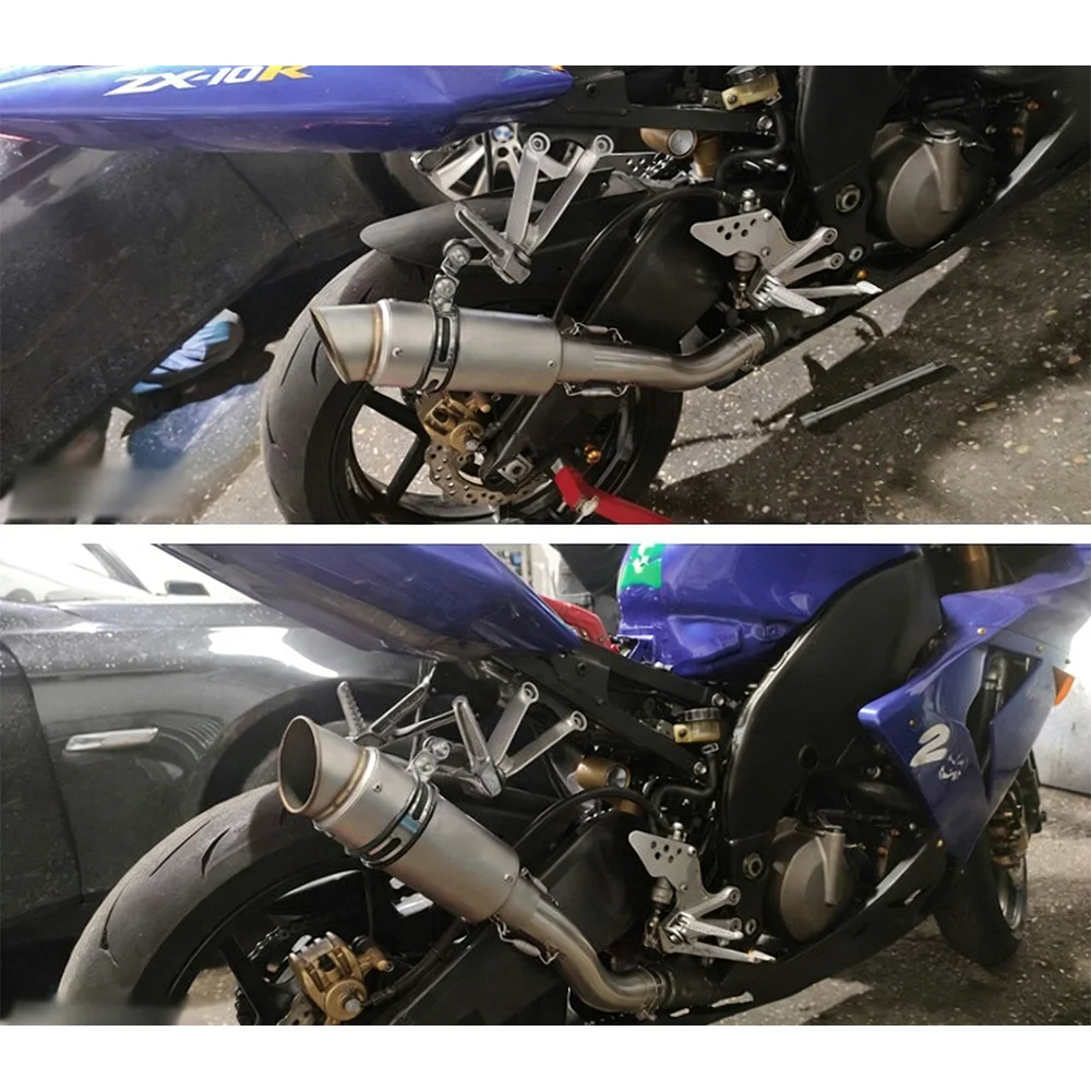 Slip-On für Kawasaki Ninja ZX10R 2004-2005 Auspuff Mittelrohr Endrohr Ersatz Schalldämpfer Auspuffrohre Schalldämpfer – Detail 4
