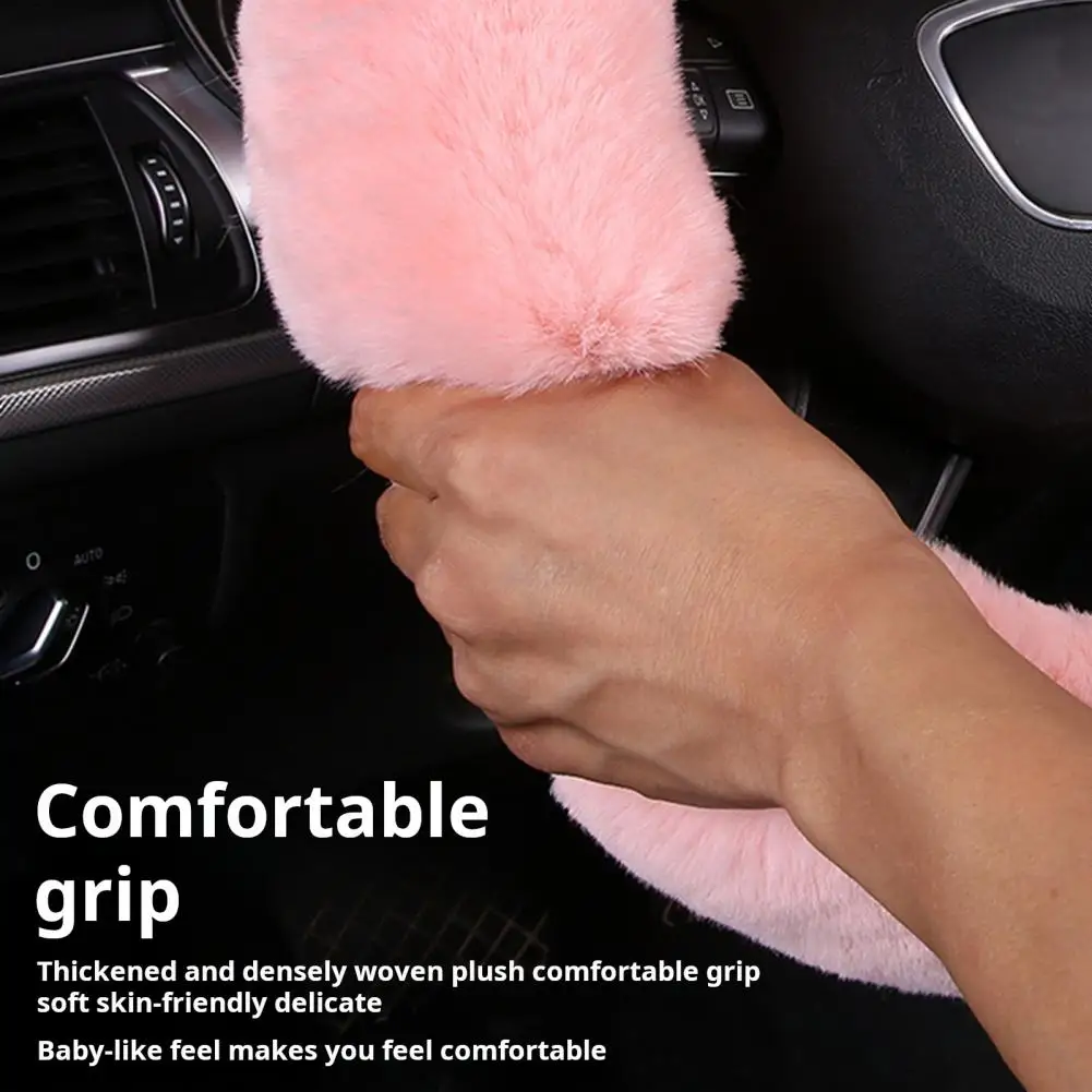 

Cozy Driving Accessory Furry Steering Wheel Cover Winter Plush Steering Wheel Cover for Car Soft Fuzzy Auto Accessory Universal